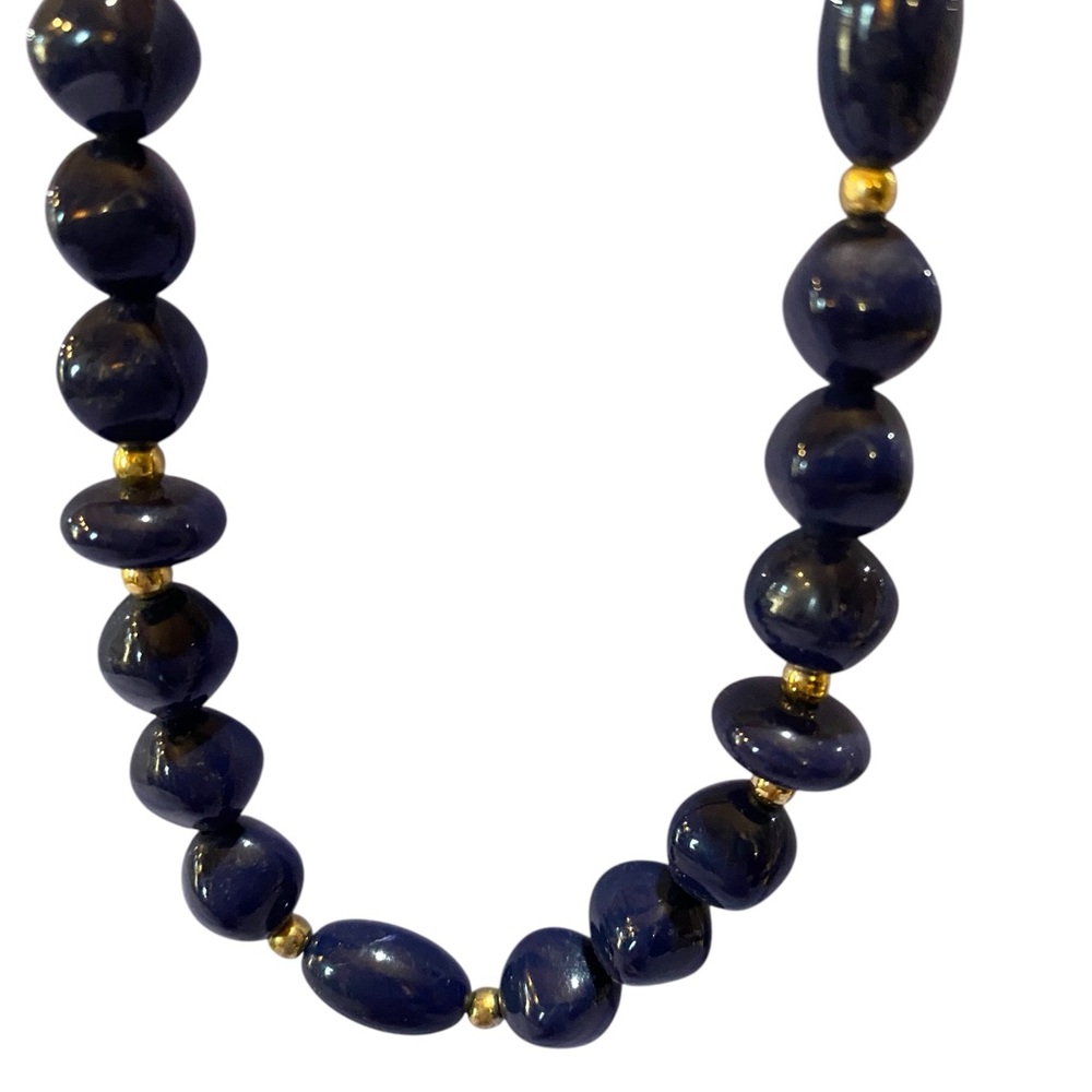 Vintage Dark Navy Beaded Necklace 20 inch - Picture 1 of 4